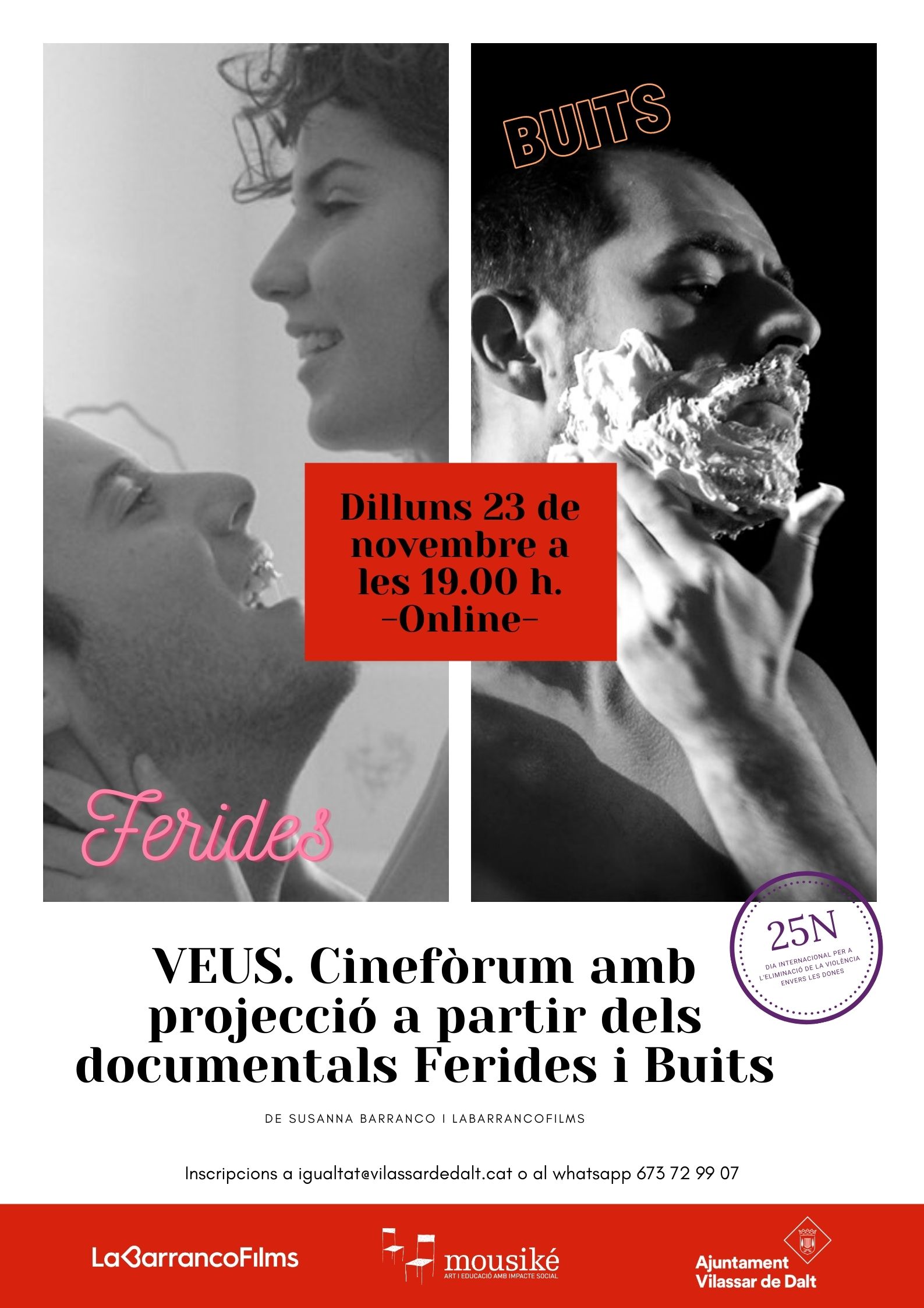 25N: Veus. Cinefòrum amb la projecció dels documentals Ferides i Buits