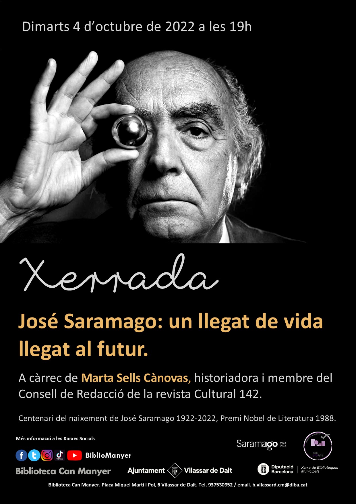 Xerrada: Jose Saramago. Un llegat de vida llegat al futur