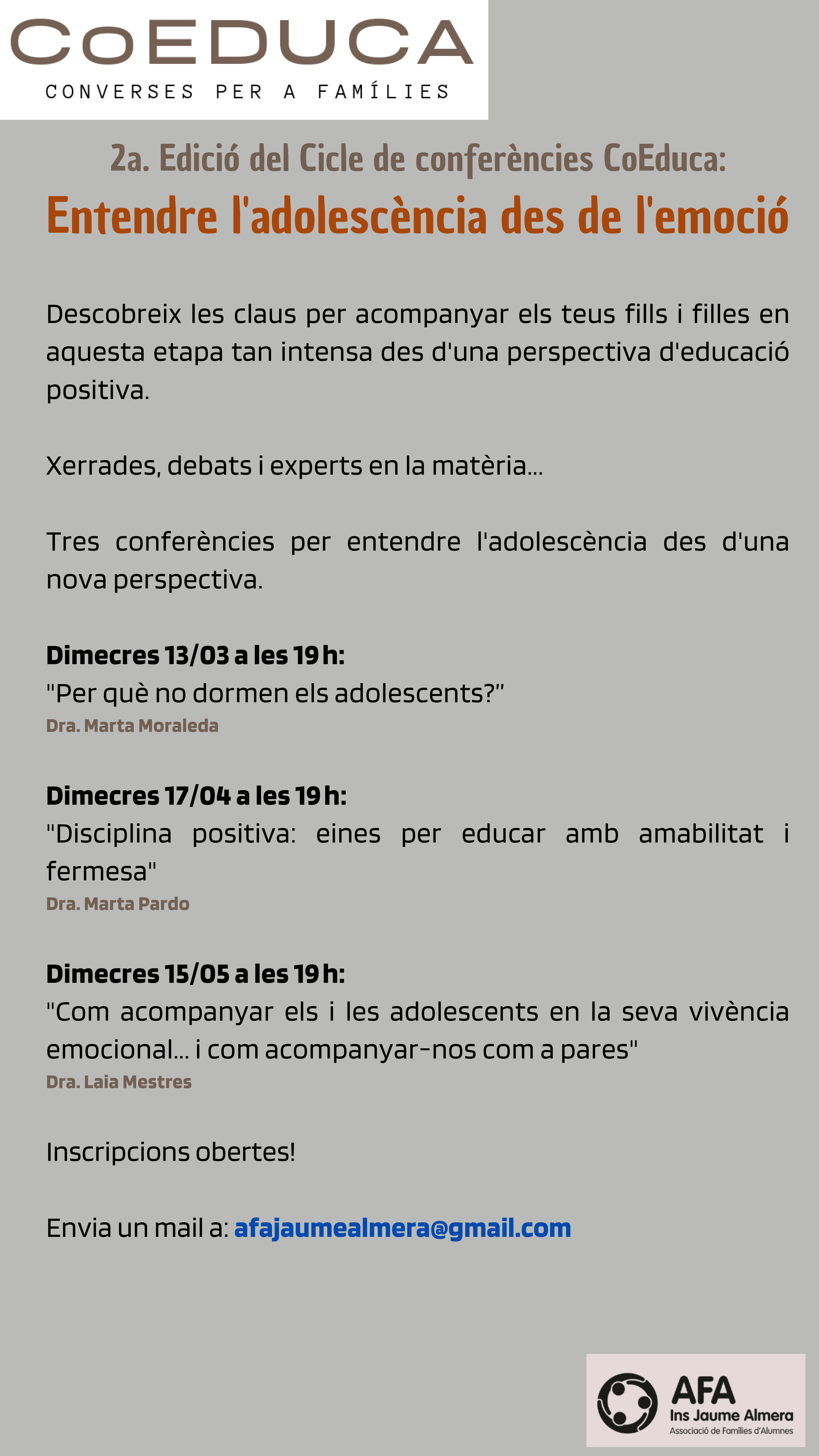 Cicle Coeduca. 'Com acompanyar els i les adolescents en la vivència emocional... i com acompanyar-nos com a pares'