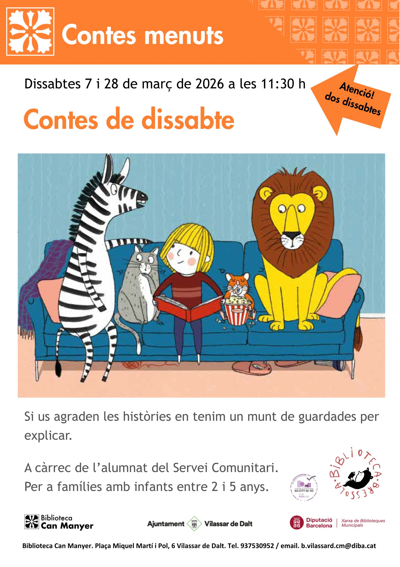 Contes menuts: 'Contes de dissabte' 