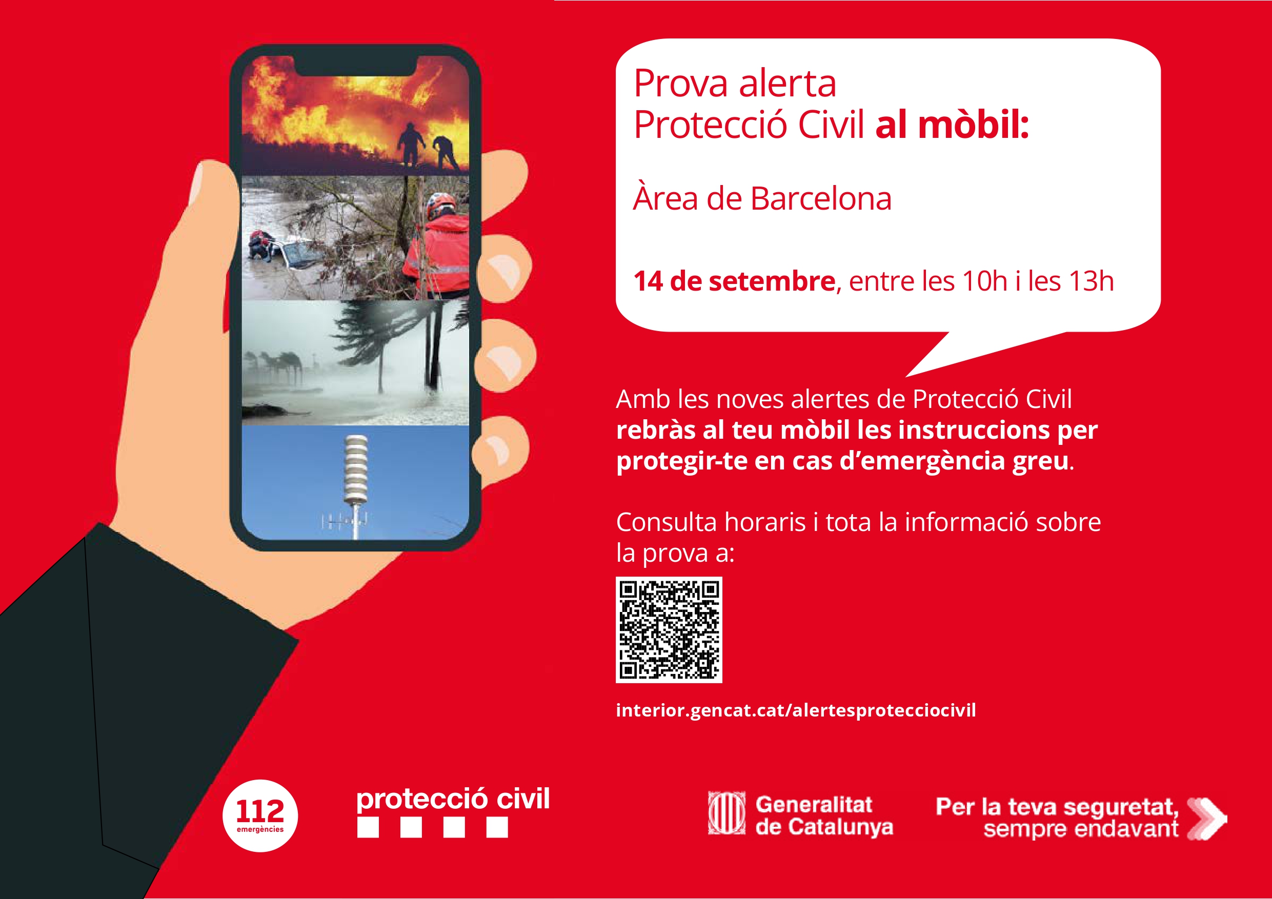 Protecció Civil provarà el sistema d'alertes als telèfon mòbils al Maresme el 14 de setembre