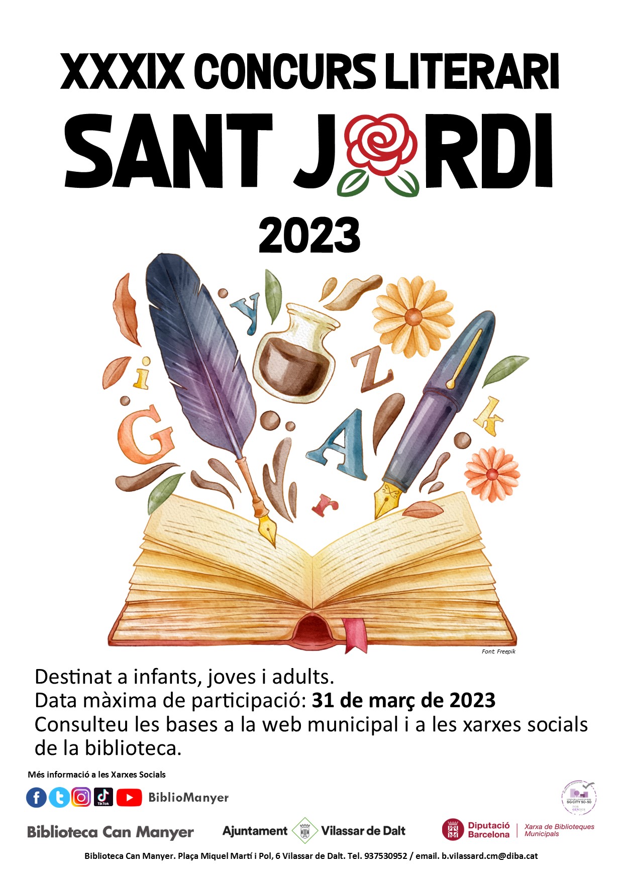 El Concurs literari de Sant Jordi arriba a la 39a edició