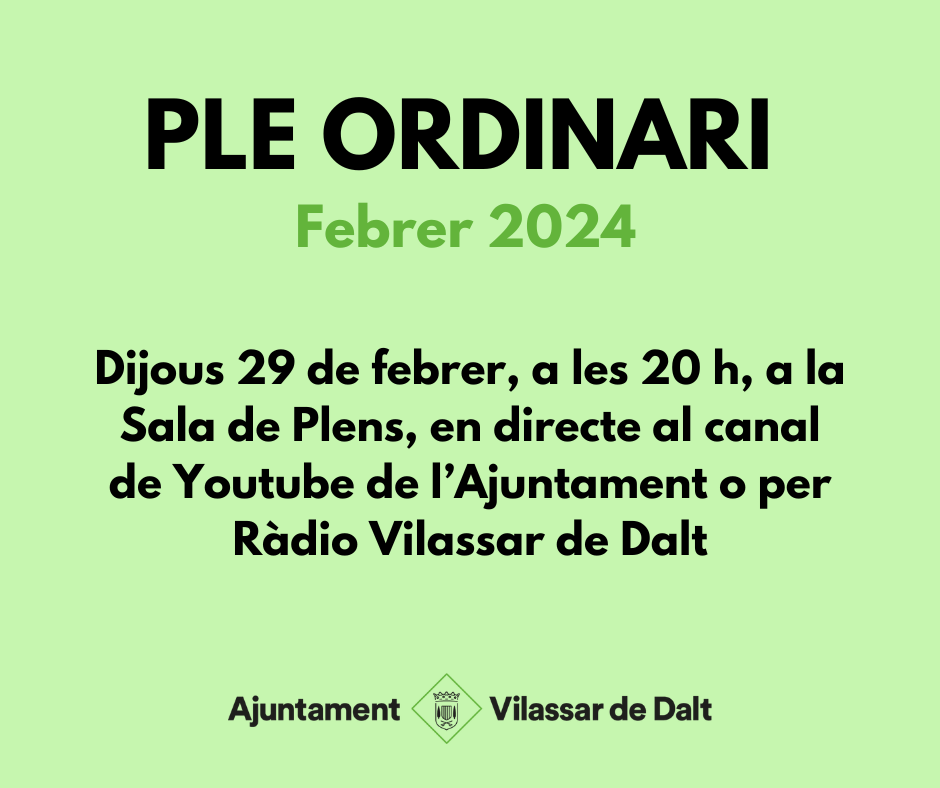 Ple ordinari del mes de febrer 2024